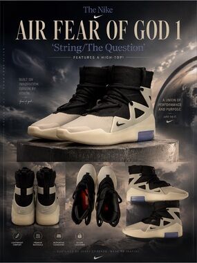 New! Nike Air Fear of God 1 'String/The Question' features a high-top!